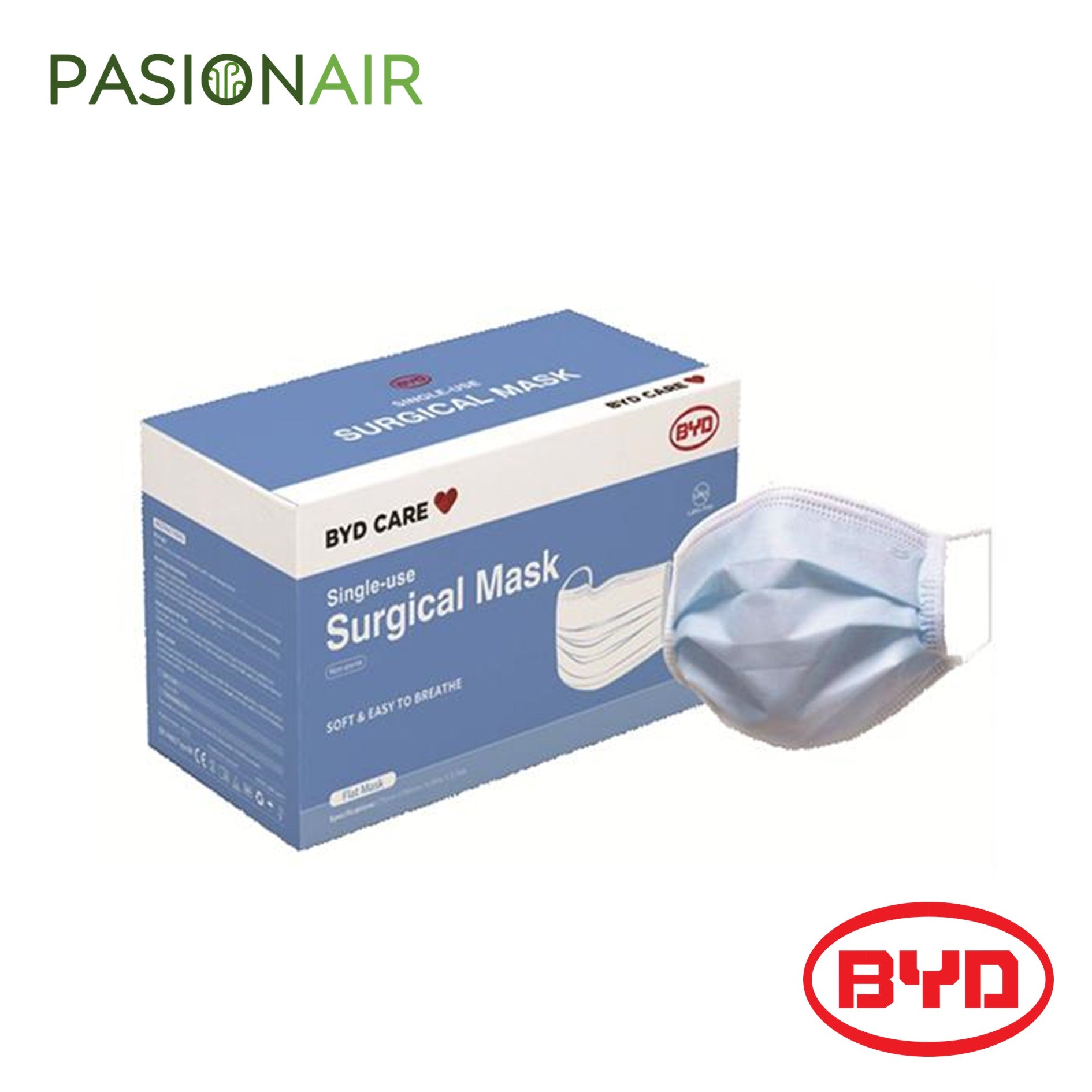 BYD General Purpose Face Mask 50pcs per box Pasionair